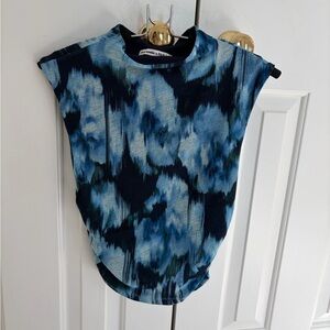 Abercrombie and Fitch Blue Abstract Mesh Top